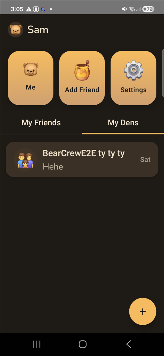 Start a den (group chat) screenshot